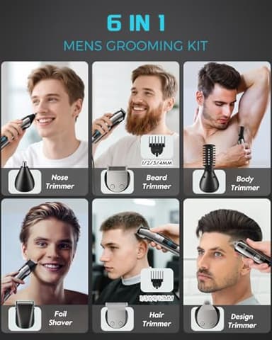 Brightup Beard Trimmer for Men - Electric Razor & Shaver, Cordless Hair Clippers Trimmers Set, IPX7 Waterproof Mens Grooming Kit for Shaving Face, Mustache, Body, Ear, Nose Hair Trimmer, Gifts for Men - Image 2
