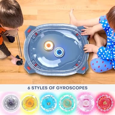 BUPASAK Light Ignite Spinning Tops Battle Set, with Stadium, 6 Light Ignite Spinning Tops, and 2 Launchers, Toys for 6 Year Old Boys & Girls & Up (Amazon Exclusive) - Image 5