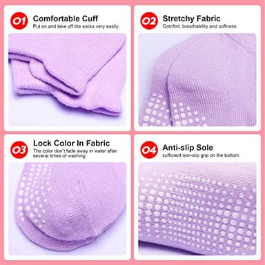 HYzgb Toddler Girls Socks 1T 2T 3T Non Slip with Grippers 12 Pairs Baby Ankle Cotton Grips Socks 12-18-24 Months for Girls 1-2-3 Years Old (Bright Candy Colors) - Image 4