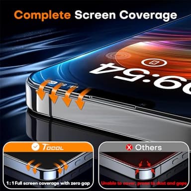 TOCOL for iPhone 14 Screen Protector 9H Hardness Military Grade Shatterproof HD Tempered Glass Full Coverage Easy Installation Case Friendly 2 Pack - Image 5