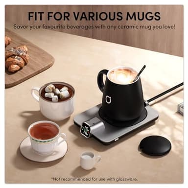 iKago Smart Heated Coffee Mug Warmer Set, 1°F Precise Temperature Control, Electric Coffee Warmer with Auto Shut Off, Gifts for Women Men Father Mother, Black - Image 8
