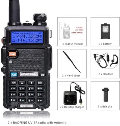 BAOFENG UV-5R Two Way Radio Handheld Ham Radio Dual Band Walkie Talkie (5R-2PACK) - Image 6