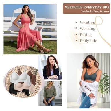 OEAK Womens Wireless Bras Comfortable Push Up Bra No Underwire Bra Full Support Lift Bralette Everyday Seamless Tshirt Bras Navy M - Image 6