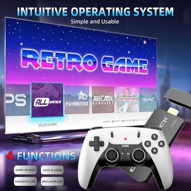 BADGOAL 2025 Upgrades Retro Game Console Stick, Nostalgia Gaming Stick, Over 20,000 Games and 23 Emulators, Upgraded Dual 2.4G Wireless Controllers, Plug & Play TV Video Gaming Stick with 64GB Memory - Image 5