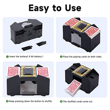Unniweei Automatic Card Shuffler 1-4 Decks, Battery-Operated Electric Shuffler, Casino Card Game for Poker, Home Card Game, UNO, Phase10, Texas Hold'em, Blackjack, Home Party Club Game - Image 5