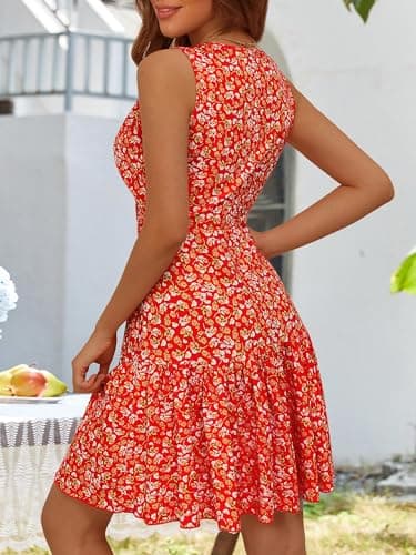 FENSACE Sun Dresses for Women 2025 Vacation Sleeveless Summer Beach Dresses(Floral-15,Medium) - Image 5
