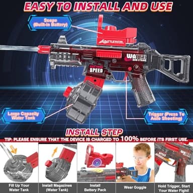 maysida Electric Water Gun Toy for Adults, High Powered Auto Squirt Gun with Super Long Range 32-36 FT, 500CC+ Large-Capacity Water Tank, Summer Outdoor Swimming Pool Water Gun for Adult Boy Girl(Red) - Image 5
