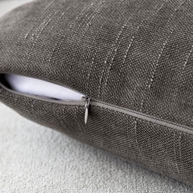 Foindtower Pack of 2 Soft Textured Throw Decorative Pillow Covers Square Accent Solid Cushion Cover Cozy Farmhouse Pillow Case with Zipper for Couch Sofa Bedroom Living Room 22x22 Inch, Charcoal - Image 4