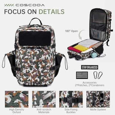 COSCOOA 50L Military Tactical Backpack for Men,Water Resistant Day Backpack Molle Army 3 Days Assault Pack Bug Out Bag,Heavy Duty Hiking Treeking Gym Rucksack - Image 5