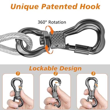 XiaZ Dog Tie Out Cable 100ft, Heavy Duty Dog Chains for Outside with Lockable Hook, Pet Runner Cable Leads for Yard, Dogs Line Tether for Small Medium Large Dogs Up to 250 LBS - Image 4