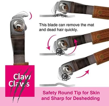 Undercoat Rake with Wooden Handle for Small Dog and Cat, Dematting Tool with Rounded Edge for Removing Tangled Hair, Grooming Rake Brush, Made in Taiwan (S-M, 12 Blades - Image 7