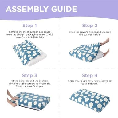 LE SURE Dog Beds Large Sized-Thick Shredded Chopped Foam Pet Bed Indoor with Removable Cover, Cute Modern Fuzzy Plush & Anti Slip Bottom, Grey - Image 5