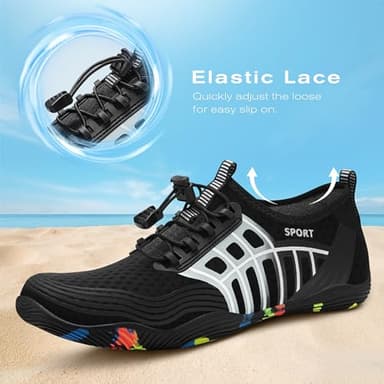 Tanamo Water Shoes for Women Men Quick Dry Swim Beach Barefoot River Aqua Shoes for Hiking Boating Camping Fishing Grounding Surfing Yoga Women 12 / Men 10.5 (10-Black Grey) - Image 2
