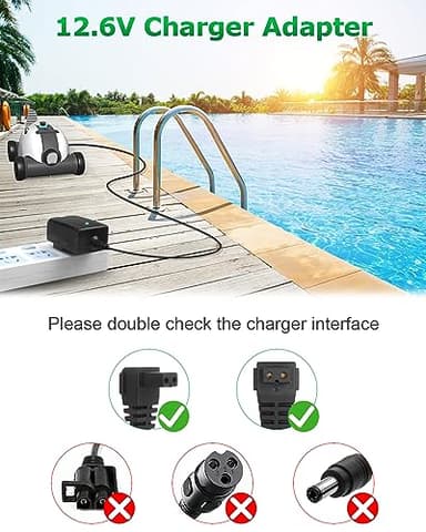 Arkare 12.6V Charger for Aiper Seagull 600 1000 1500 HJ1103J AIPURY 1000 AIPURY1000 AIPURY1500 P1111, for Cordless Automatic Robotic Pool Vacuum Cleaner 12.6V Replacement Charger Power Supply Adapter - Image 3
