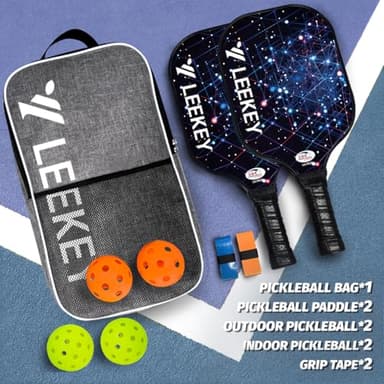 LEEKEY Pickleball Paddles Set of 2 - USAPA Approved Fiberglass Pickleball Racket, Racquet Made of Polypropylene Honeycomb Core,Lightweight Design Pickleball Paddles for Men Women Beginners - Image 6