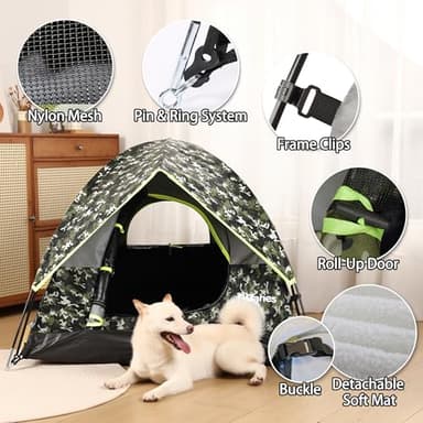 GDanes Camouflage Dog Tent House - Portable Indoor/Outdoor Dog Bed with Soft Pad for Large Dogs, 42 x 42 x 32 Inches - Image 4