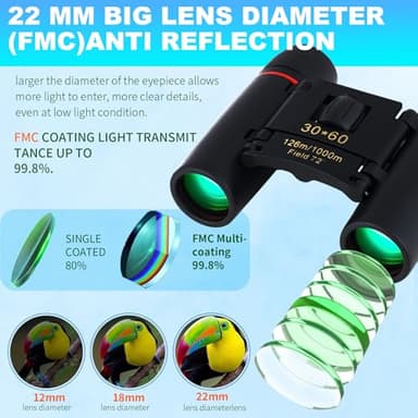 Uonol Small Compact Binoculars for Adults and Kids,30x60 Mini Binoculars BAK4 Prism Waterproof Lightweight Foldable Easy Focus for Bird Watching,Hunting,Concerts,Hiking - Image 8