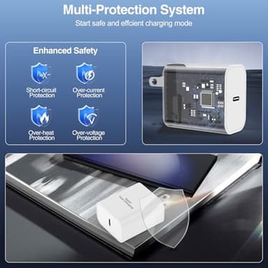 𝟐𝐏𝐚𝐜𝐤 45W Super Fast Charger Type C, For Samsung Galaxy S25 S24 Charger Block with 10FT Type C Charging Cord for Samsung Galaxy S25 S24 S23 /Ultra/S22/S21/S20, iPhone 16/15 Pro,Pro Max,Plus-White - Image 4