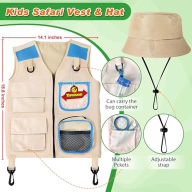 YOPINSAND Kids Explorer Kit & Bug Catcher Kit, Kids Camping Gear for Kids, Outdoor Exploration Set with Vest & Hat, Ideal Outdoor Camping Adventure Toys for Ages 3 4 5 6 7 8 Boys Girls - Image 2