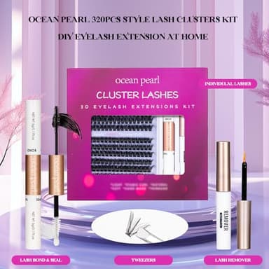 Ocean Pearl Lash Clusters 320pcs 3D Thick Lash Clusters kit 60D+80D Lashes,Eyelashes,Lash Extension Kit,Eyelash Clusters with Lash Bond&Seal&Remover&Tweezers,Lashes Clusters Eyelash Extensions Kit - Image 9
