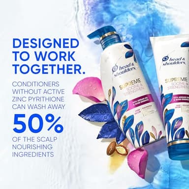 Head & Shoulders Supreme Dandruff Shampoo with Argan Oil, Anti Dandruff Scalp Treatment, Sulfate Free, Soothes Scalp, Deep Moisturization, Controls Itch, Natural Rose Essence, 28.2 Fl Oz - Image 3