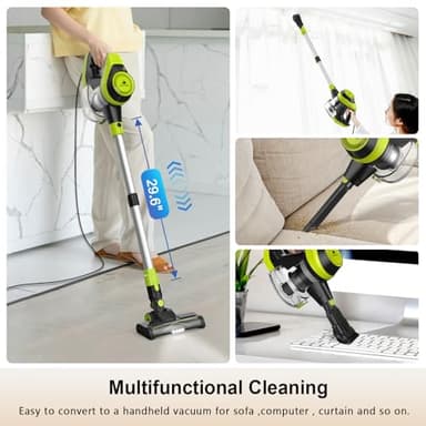Intercleaner 23Ft Corded Vacuum Cleaner,20KPa Powerful Suction 2 Operation Mode Stick,19''-30'' Adjustable Tube 8-in-1 Handheld Vac for Hard Floors Carpets Pet Hair,Wall Mount Storage - Image 7