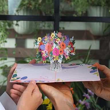 Paper Love 3D Floral Arrangement Pop Up Card, Gift for Birthday, Wedding, Anniversary, Thank You, Get Well, All Occasion or Just Because - 5" x 7" Cover - Includes Envelope and Note Tag - Image 4