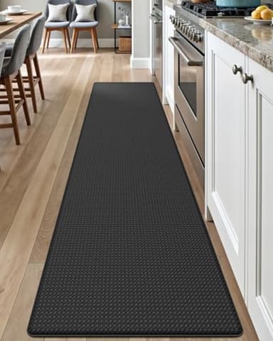 DEXI Kitchen Floor Mats Cushioned Anti Fatigue,17x79,Long Standing Runner Rug Waterproof, Comfort Memory Foam Padded for Front Sink Laundry, Black - Image 1