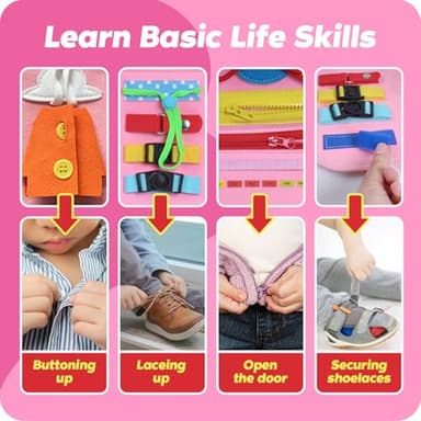 INKLAB Busy Board for Toddlers 1-3, Toddler Montessori Toys Age 3, Learning Toys for Toddlers 1 2 3 Years, Busy Board for 1 Year Old - Image 5