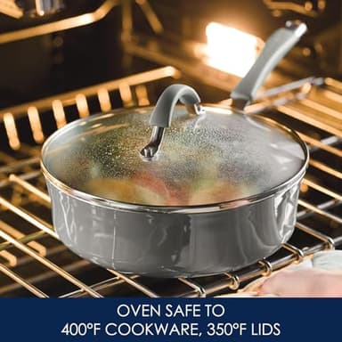 Rachael Ray - 16802 Rachael Ray Cucina Nonstick Cookware Pots and Pans Set, 12 Piece, Sea Salt Gray - Image 6