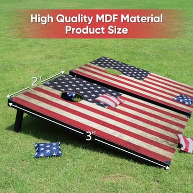 Cornhole Board Set, 3'x2' Cornhole Set, Corn Hole Boards Set, Lightweight Corn Hole Set Includes 2 Cornhole Boards, 8 Cornhole Bean Bags & Carry Case for Outdoor Games (CH11 3'x2' Cornhole Set) - Image 2