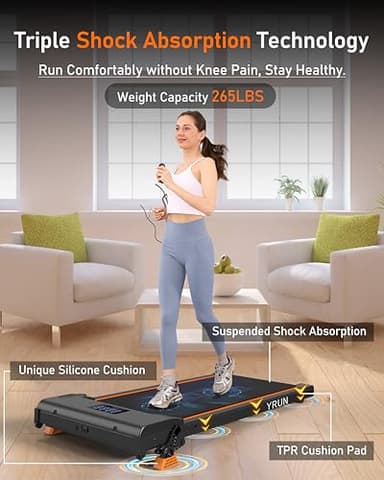 YRUN Walking Pad Treadmill with 4 Level Incline, 2.5HP Quiet Brushless Under Desk Small Treadmill for Home and Office Black - Image 4