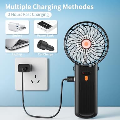 ISFOFO Mini Portable Hand Fan 2 Pack, 4 Speeds, USB Rechargeable, Foldable Travel Fan for Outdoor, Beach, Camping, Office - Image 9