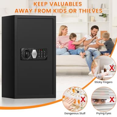 6.0 Cub Extra Large Home Safe, Anti-theft Steel Safe Box with Backup Keys, Digital Keypad and Alarm System, Home Security Safety Box for Money Firearm Medicines Valuables - Image 7