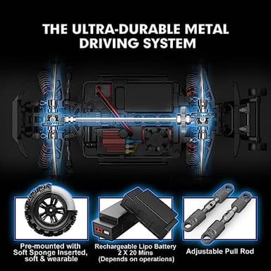 HYPER GO H16BM 1/16 RTR Brushless High Speed Electric 4X4 Off-Road Fast RC Car, Max 42mph, RC Truck, Remote Control, 2 Lipo Batteries for Adult, Compatible with 3S Lipo - Image 4