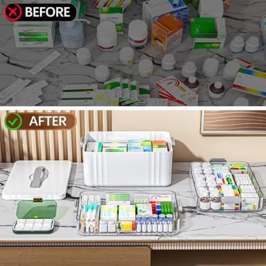 ARSTPEOE 3-Tier Medicine Organizer - Portable Medicine Cabinet with Plastic Handle, Multipurpose Medical Box with Pill Box, Empty First Aid Kit for Home - Image 5