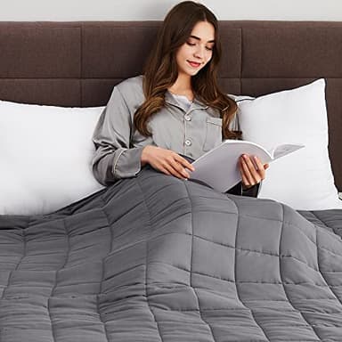 CuteKing Weighted Blanket for Adults (15lbs, 48"x72", Full, Grey) Heavy Blanket for 140-150lbs, Weighted Blanket for Cooling & Heating with Premium Glass Beads, Soft Thick Blanket for Adult All-S - Image 6