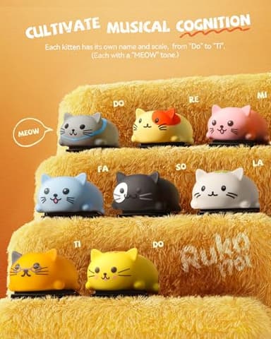Ruko 1701 Musical Cats Piano Keyboards with Cute Meow Tone, Press Play Music Scale, Fun Music Toys for Kids, for Boys & Girls Age 3 4 5 6 7 8 9, Educational Instrument (8Pcs) - Image 6