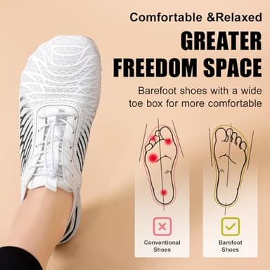 Hike Barefoot Shoes for Women Men Breathable & Non-Slip Athletic Footwear Wide Toe Water Shoes,Designed for Walking,Running&Swimming White - Image 4