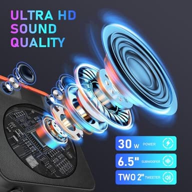 DFTRT Karaoke Machine with Two Wireless Microphones, Portable Bluetooth Speaker with Strobe Lights, Karaoke Machine for Adults & Kids, Karaoke Speaker Supports TF Card/USB, AUX in, FM, REC,TWS - Image 3