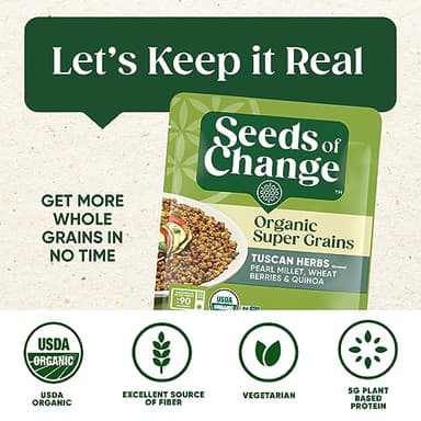 SEEDS OF CHANGE Organic Super Grains Tuscan Herbs Side Dish, 8 Oz Pouch (6 Count Case) - Image 5