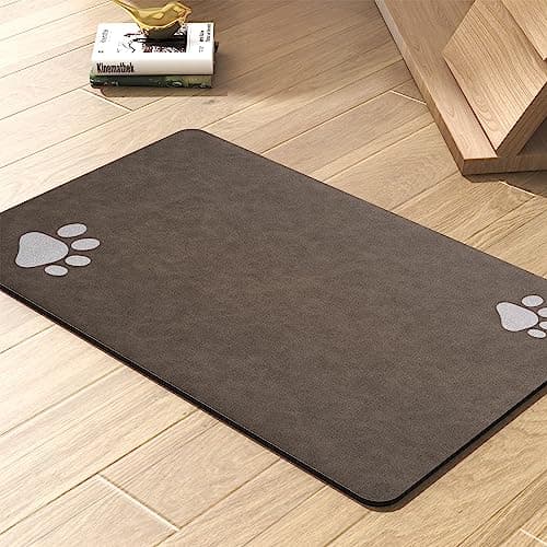Pet Feeding Mat-Absorbent Dog Mat for Food and Water Bowl-No Stains Quick Dry Water Dispenser Mat-Dog Accessories Pet Supplies-Bowl for Messy Drinkers（Brown,23"x34" - Image 1