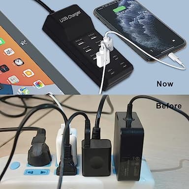 Wyssay USB Charger,50W USB Charging Station with 10-Port (6 USB-A Port & 4 USB-C Port) Compatible with iPhone 15/14/13/12/11/X/8/7/6 Phones, Watch,Tablets, Smartphones Black - Image 2