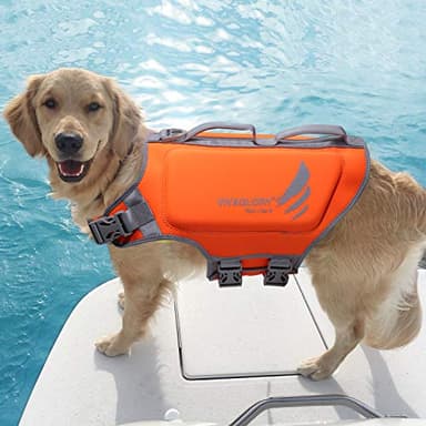 VIVAGLORY High Buoyancy Dog Life Vest, Swimming Vest with Handle, Dog Life Jacket for Swimming & Boating, Buoyancy for Puppy Doggy, XL, Orange - Image 7