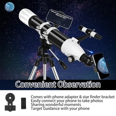 Telescope, 90mm Aperture 900mm Astronomical Refractor Telescope for Adults High Powered - Multi-Coated Professional Telescopes for Astronomy Beginners with AZ Mount, Portable Carry Bag, Phone Adapter - Image 6