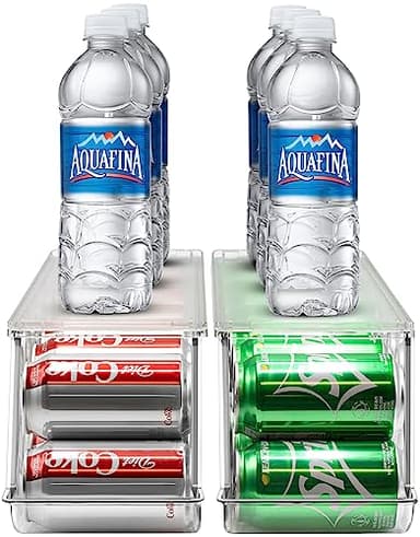 Sorbus Soda Can Organizer for Refrigerator Stackable Can Holder Dispenser with Lid for Fridge, Pantry, Freezer – Holds 12 Cans Each, BPA-Free, Clear Design, (2-Pack) - Image 7