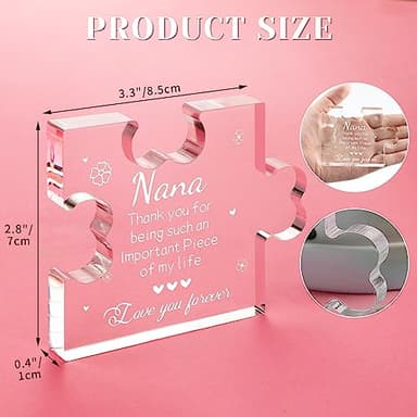 Funnli Nana Gifts Acrylic Puzzle Plaque, Nana Birthday Gifts - Christmas Anniversary Mothers Day Birthday Gifts for Nana Grandma Grammy Grandmother 3.35 x 2.76 Inch Desk Decorations - Image 2