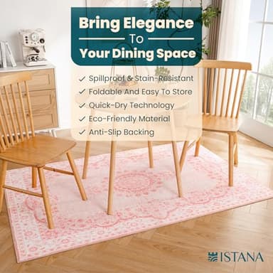 Istana 4x6 Area Rug - Pink Rugs for Living Room 4x6 - Foldable Rugs for Bedroom - Stain Resistant Washable Rug - Eco-Friendly Boho Area Rugs - Easy to Clean Living Room Rug 4 x 6 - Image 5