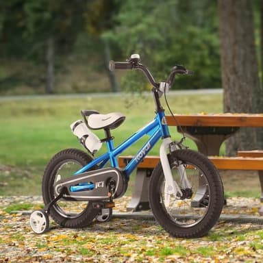 Royalbaby Kids Bike Boys Girls Freestyle BMX Bicycle with Training Wheels Kickstand Gifts for Children Bikes 16 Inch Blue - Image 8