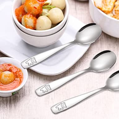 Pimoys 9 Pieces Toddler Spoons Kids Spoons, Kids Silverware Stainless Steel Toddler Utensils Metal Kids Cutlery Set Baby and Children Safe Flatware, Perfect for Small Hands - Image 3